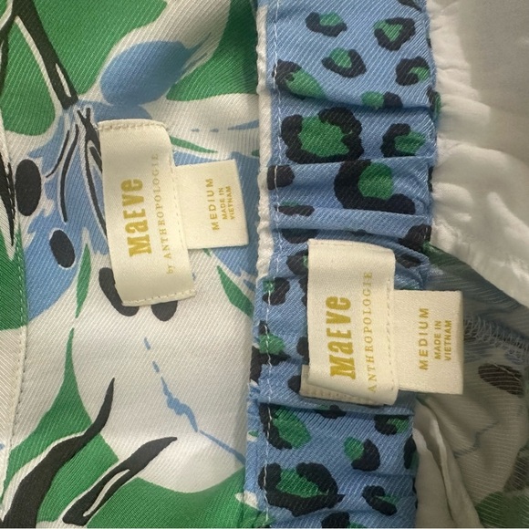 Anthropologie Maeve Matching Set Shirt Pants Floral Animal Print Green Blue - Picture 8 of 8